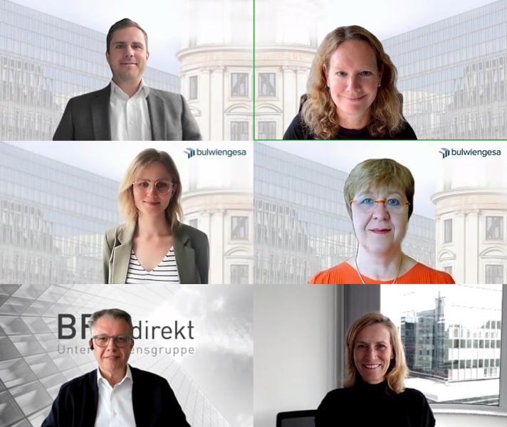 Im Webinar stellte das bulwiengesa-Team Datenauswertungen vor und diskutierte sehr praxisnah mit Iris Dilger (Wohnkompanie, u.r.) und Francesco Fedele (BF.direkt AG, u.l.). Über 850 Interessierte hatten sich dazu angemeldet!